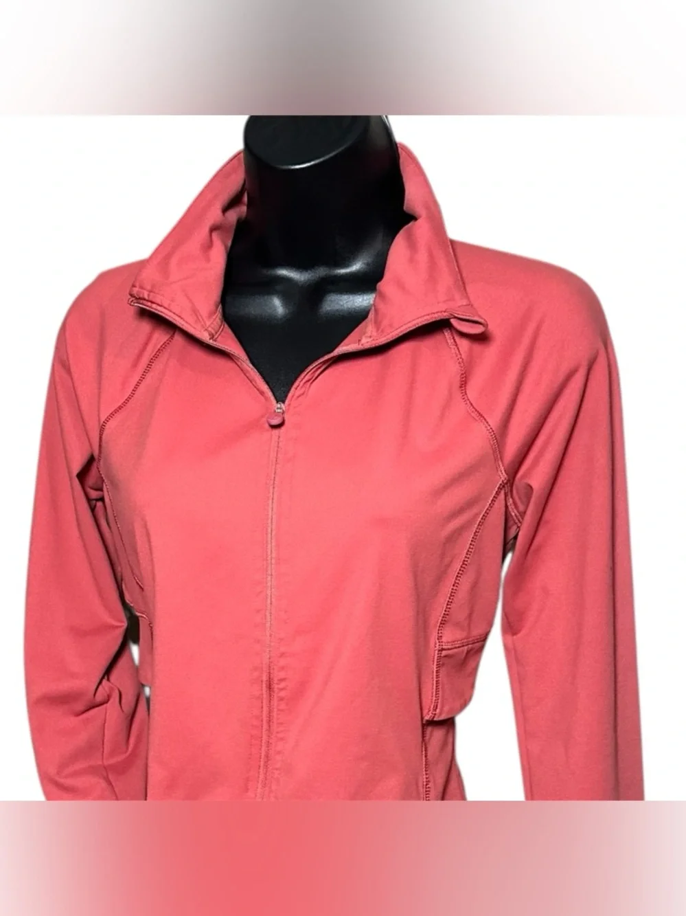 Apana‎ Muted Burnt Orange Zip-Up Athletic Jacket Thumb Holes Women's Size